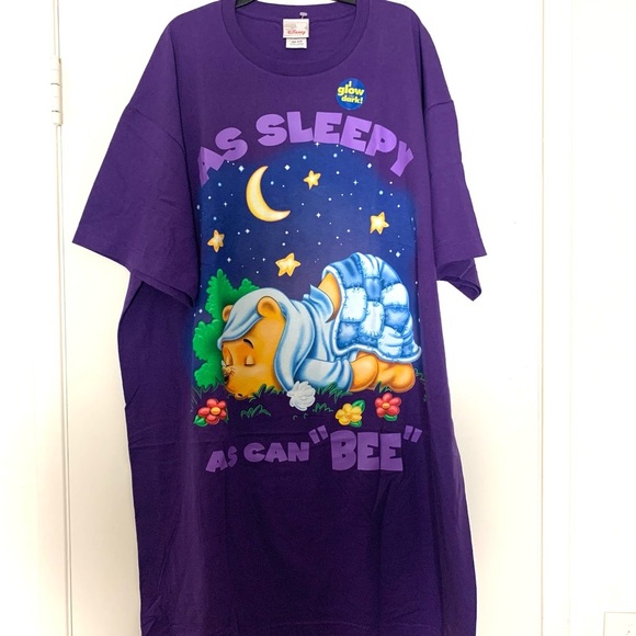 New Vintage Disney Glow in The Dark Winnie The Pooh As Sleepy As Can Bee Tee Top - Picture 3 of 10